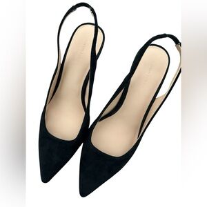 Banana Republic Suede Black Slingback Heels with Leather Soles Size 7